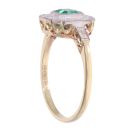 18ct Yellow Gold 0.50ct Emerald and 0.25ct Diamond Cluster Ring