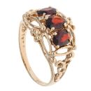 9ct Yellow Gold Garnet Three Stone Ring