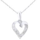 9ct White Gold Diamond Heart Pendant Necklace