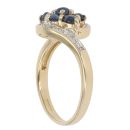 9ct Yellow Gold 0.04ct Diamond and Sapphire Twist Cluster Ring