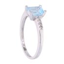 9ct White Gold Blue Topaz and Diamond Rectangular Ring