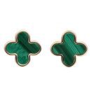 9ct Yellow Gold Malachite Floral Stud Earrings