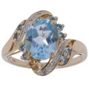 9ct Yellow Gold 0.03ct Diamond and Topaz Fancy Ring