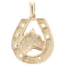 9ct Yellow Gold Cubic Zirconia Horseshoe Pendant