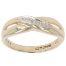 9ct Yellow Gold 0.01ct Diamond Crossover Ring