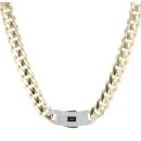 14ct Yellow Gold Monaco Curb Classic Cubic Zirconia Pave Lock Chain 22"