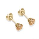 9ct yellow gold 4mm champagne CZ stud Earrings