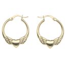 9ct Yellow Gold Winged Heart Creole Earrings