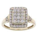 9ct Yellow Gold 0.90ct Brilliant Cut Diamond Cluster Ring