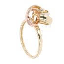 9ct Yellow, White And Rose Gold Loop Flower Ring
