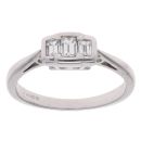 18ct White Gold 0.33ct Baguette Cut Diamond Trilogy Ring