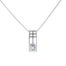 9ct White Gold Aquamarine Pendant And Chain 18"