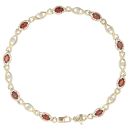 9ct Yellow Gold 0.03ct Diamond And Garnet Bracelet 7.5"