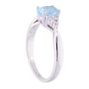 9ct White Gold Blue Topaz and Diamond Oval Ring