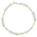 9ct Yellow Gold Jade Stone Set Bracelet 7"