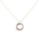 9ct Yellow and White Gold Cubic Zirconia Inter-linked Double Circle Pendant and Chain 18"