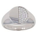 Silver Cubic Zirconia Circular Signet Ring By Icesia
