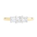 18ct Yellow Gold 1.00ct Princess Cut Diamond Trilogy Ring