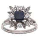 18ct White Gold 0.50ct Diamond And Sapphire Cluster Ring
