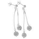 Sterling Silver Duo Crystal Ball Drop Earrings by Icesia