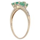 9ct Yellow Gold Cubic Zirconia and Emerald Three Stone Ring