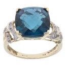 9ct Yellow Gold Blue Topaz And Cubic Zirconia Ring