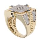14ct Yellow Gold Monaco Cubic Zirconia and Black Enamel Signet Ring