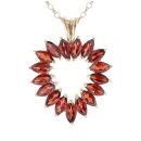 9ct Yellow Gold Garnet Heart Pendant and Chain 20"
