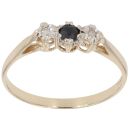 9ct Yellow Gold 0.02ct Diamond and Sapphire Three Stone Ring
