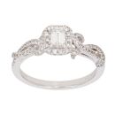 Vera Wang 18ct White Gold 0.70ct Emerald and Brilliant Cut Diamond Cluster Ring