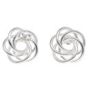 Silver Flat Swirl Knot Stud Earrings