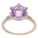 9ct Yellow Gold Amethyst and White Zircon Snowflake Dress Ring
