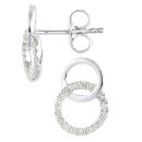 9ct White Gold Diamond Circle Stud Earrings