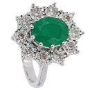 9ct White Gold 1ct Diamond And Emerald Cluster Ring