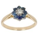 18ct Yellow Gold 0.10ct Diamond And Sapphire Cluster Ring
