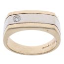 9ct Yellow and White Gold 0.09ct Diamond Signet Ring