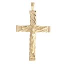 9ct Yellow Gold Engraved Crucifix  Pendant