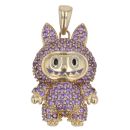 14ct Yellow Gold Purple Gemstone Bunny Pendant
