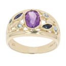 9ct Yellow Gold Multi Gemstone Ring