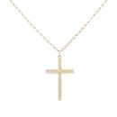 9ct Yellow Gold Patterned Cross Pendant and Chain 18"