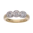 18ct Yellow And White Gold 1.20ct Diamond Trilogy Ring