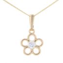9ct Yellow Gold Cubic Zirconia Daisy Pendant And 16" Chain