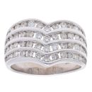 9ct White Gold 1.30ct Brilliant Cut Diamond Fancy Four Row Ring
