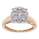 18ct Yellow Gold 0.75ct Diamond Cluster Ring