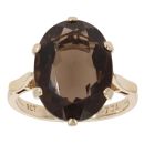 9ct Yellow Gold Smoky Quartz Solitaire Ring