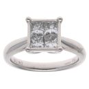 18ct White Gold 1.00ct Princess Cut Diamond Cluster Ring