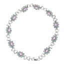 9ct White Gold 0.05ct Diamond, Pink Sapphire And Labradorite Bracelet 7"