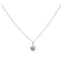 925 Sterling Silver Mother Of Pearl And Cubic Zirconia Clover Pendant and Chain 18"
