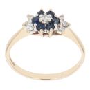 9ct Yellow Gold Sapphire And Cubic Zirconia Cluster Ring
