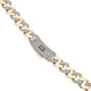 14ct Yellow Gold Monaco Classic Alternate Pave Lock Curb Chain 22"